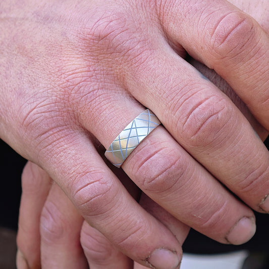 Ring :linea: | geometrisches Unikat aus Silber mit Farbakzent