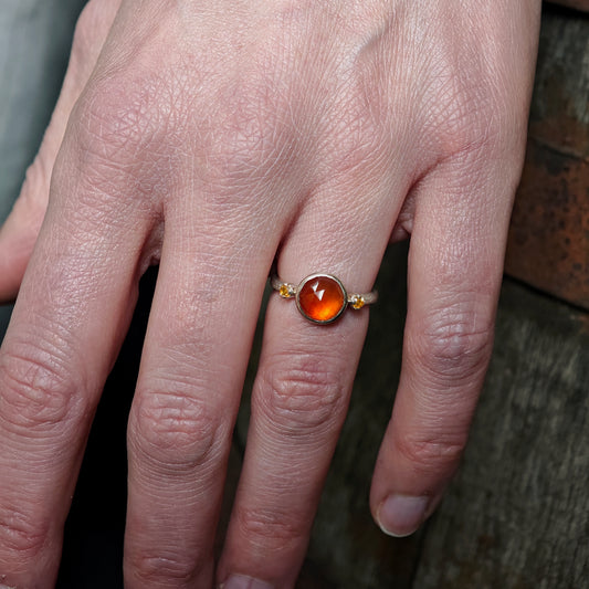 Schmuckset :lava: | Ring & Armschmuck aus Silber mit Karneol & Feueropal