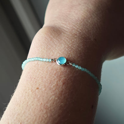 Armschmuck :via+: | Amazonit-Reihe mit Chalcedon-Center-Piece