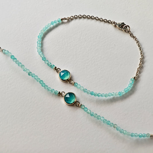 Armschmuck :via+: | Amazonit-Reihe mit Chalcedon-Center-Piece