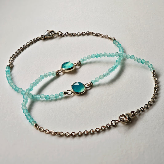 Armschmuck :via+: | Amazonit-Reihe mit Chalcedon-Center-Piece