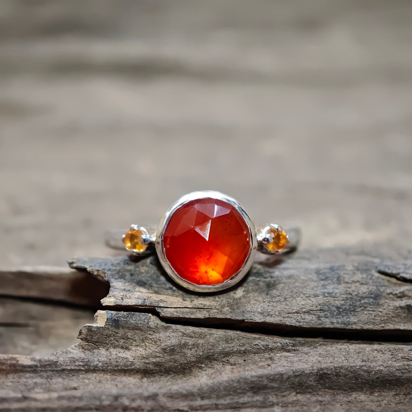 Schmuckset :lava: | Ring & Armschmuck aus Silber mit Karneol & Feueropal