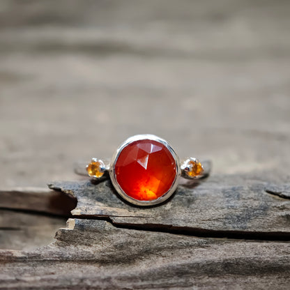 Schmuckset :lava: | Ring & Armschmuck aus Silber mit Karneol & Feueropal