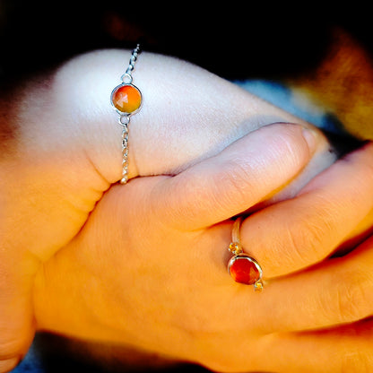 Schmuckset :lava: | Ring & Armschmuck aus Silber mit Karneol & Feueropal