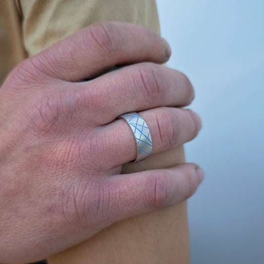 Ring :linea: | geometrisches Unikat aus Silber mit Farbakzent