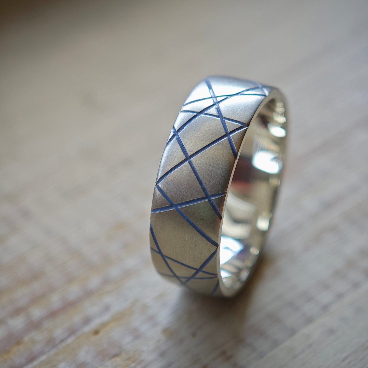 Ring :linea: | geometrisches Unikat aus Silber mit Farbakzent