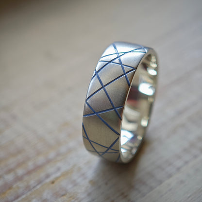 Ring :linea: | geometrisches Unikat aus Silber mit Farbakzent