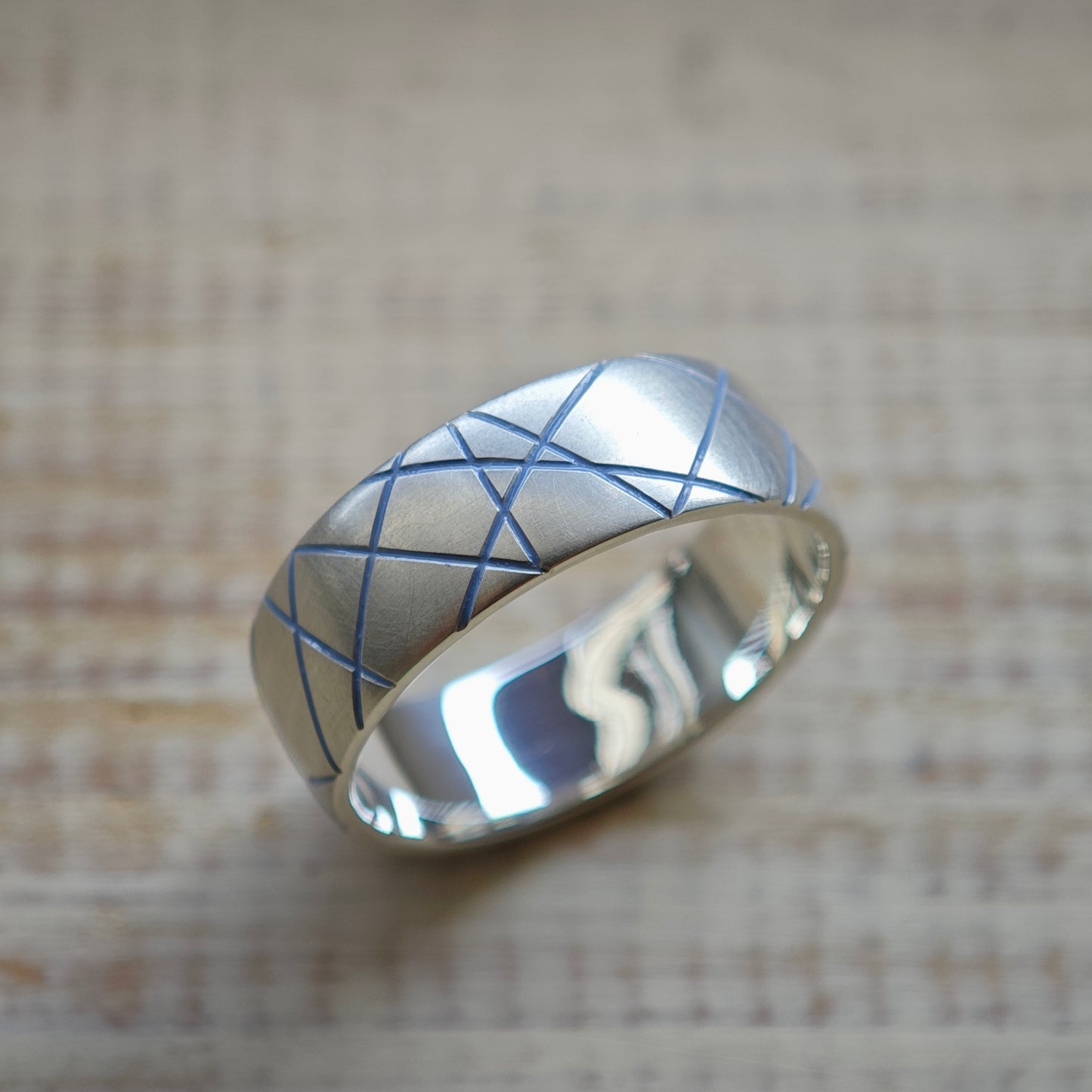 Ring :linea: | geometrisches Unikat aus Silber mit Farbakzent