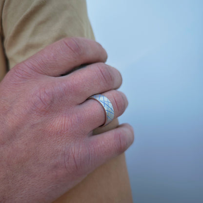 Ring :linea: | geometrisches Unikat aus Silber mit Farbakzent