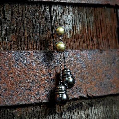 Lange Ohrstecker dunkle Perle Tahiti Gold Silber hochwertiger schwarzer Schmuck Unikat Ohrringe