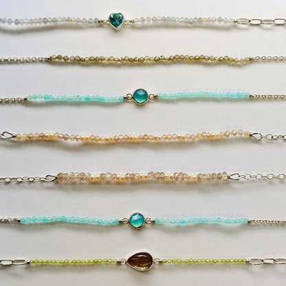 Armschmuck :via: | schmales Edelstein-Armband mit Zirkon & Perle