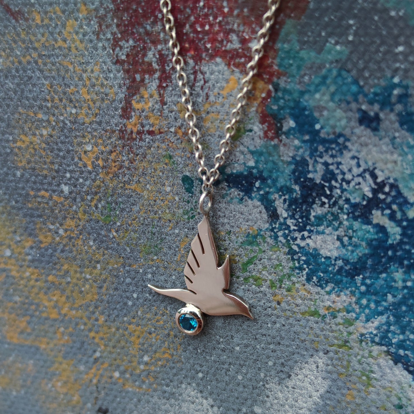 Halsschmuck :bluebird: | Silberkette mit fliegender Vogelsilhouette