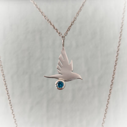 Halsschmuck :bluebird: | Silberkette mit fliegender Vogelsilhouette