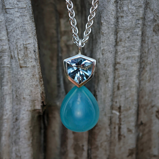 Halsschmuck :flavia: | Blaues Edelstein-Duo aus Topas und Chalcedon