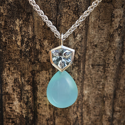 Halsschmuck :flavia: | Blaues Edelstein-Duo aus Topas und Chalcedon