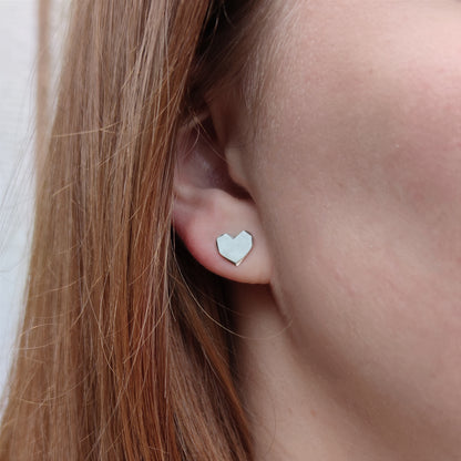 Ohrschmuck :hearts: | Herzform aus Silber mit rustikalem Facetten-Rand