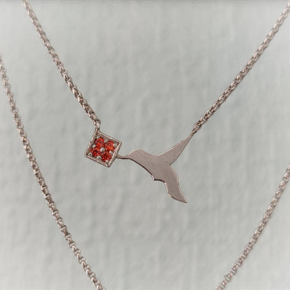 Halsschmuck :hummingbird: | Silberkette mit Kolibri an leuchtender Blüte