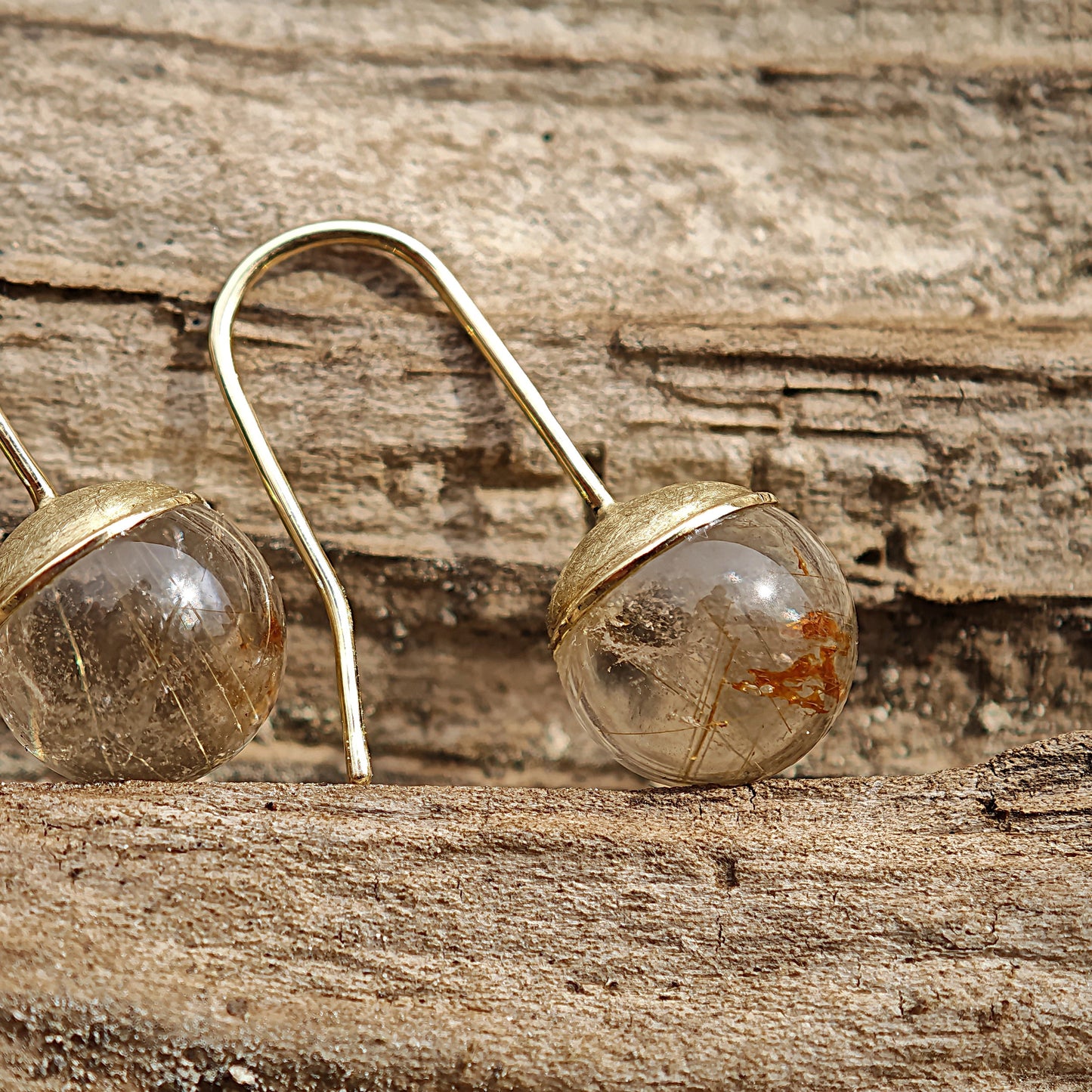 Ohrschmuck :juice: | Unbeschwerte Eleganz in Gelbgold mit Rutilquarz
