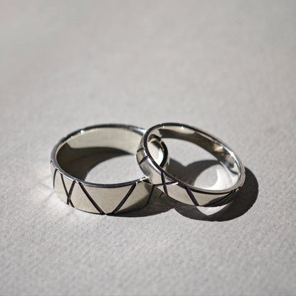 Partnerringe :linea: | Ring-Paar mit ineinanderlaufenden Linien