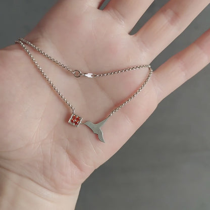 Halsschmuck :hummingbird: | Silberkette mit Kolibri an leuchtender Blüte