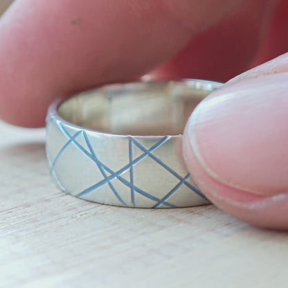 Ring :linea: | geometrisches Unikat aus Silber mit Farbakzent