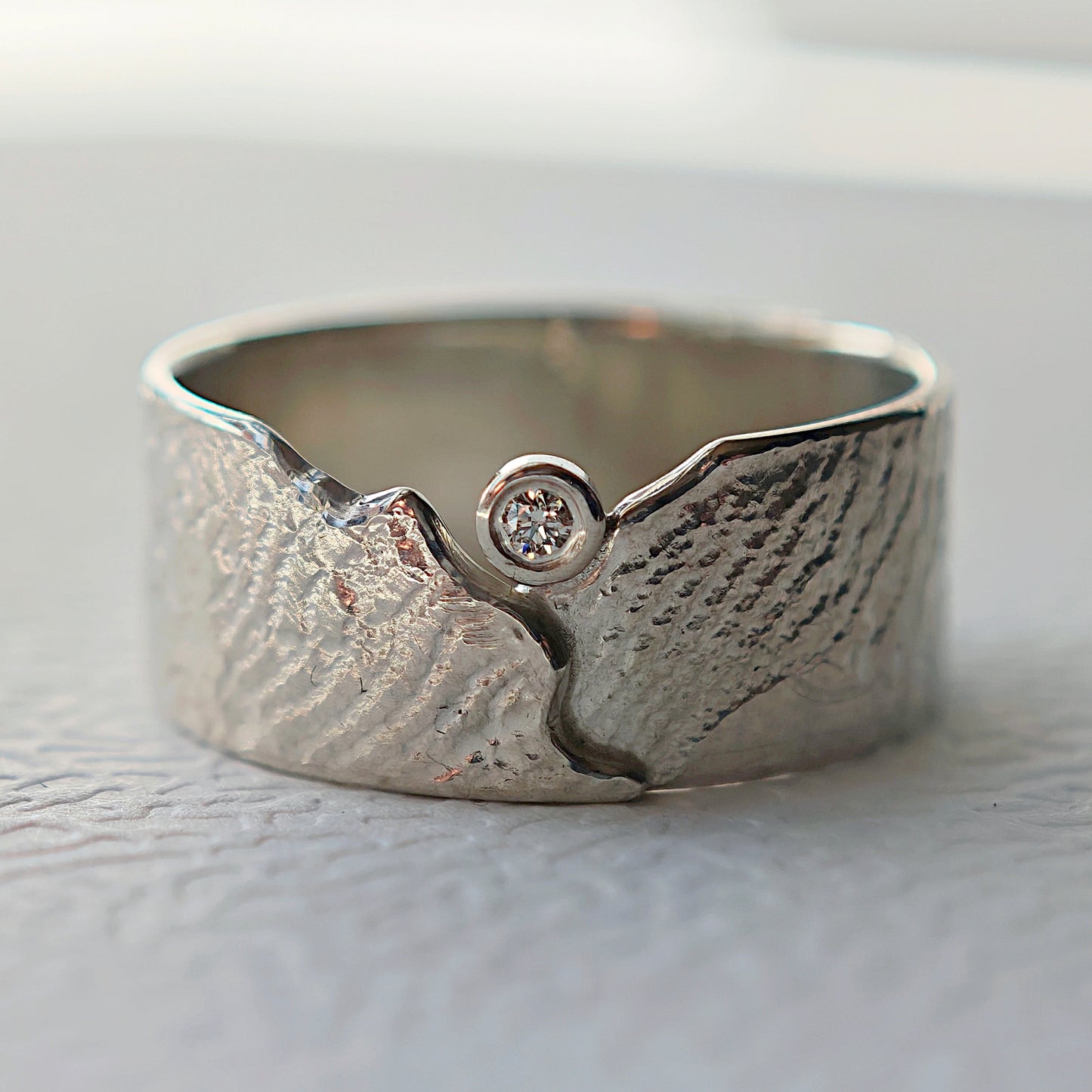 Ring :landschaft: | Massives Silber-Unikat mit brillantem Akzent