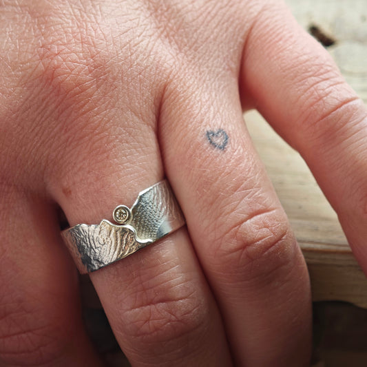 Ring :landschaft: | Massives Silber-Unikat mit brillantem Akzent
