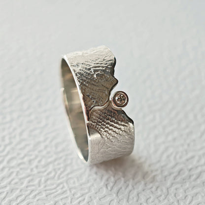 Ring :landschaft: | Massives Silber-Unikat mit brillantem Akzent