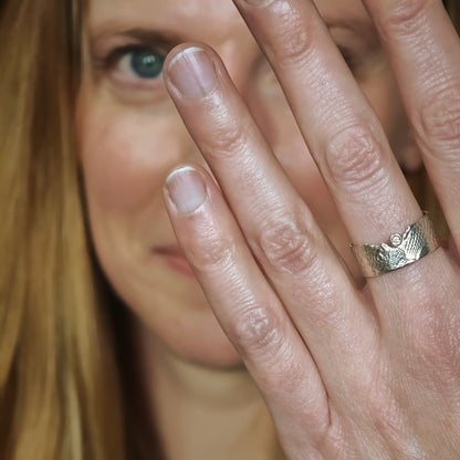 Ring :landschaft: | Massives Silber-Unikat mit brillantem Akzent