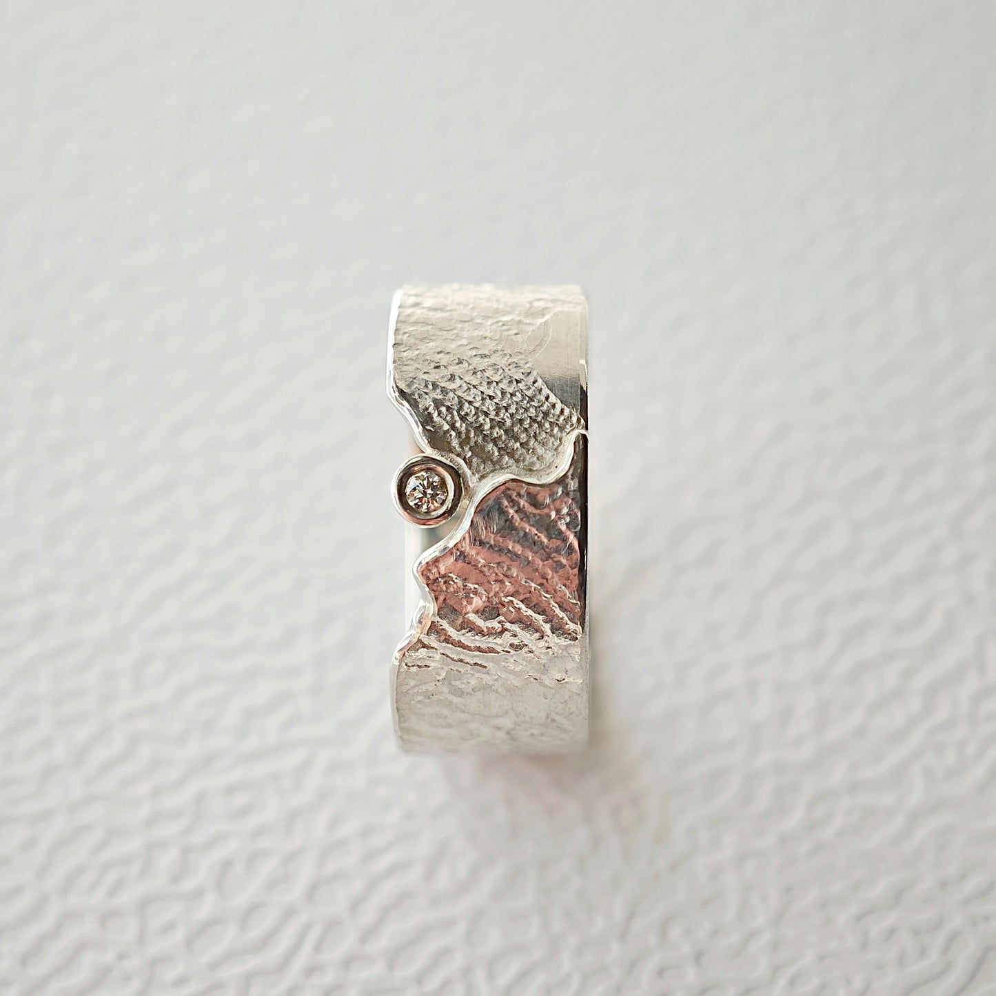 Ring :landschaft: | Massives Silber-Unikat mit brillantem Akzent