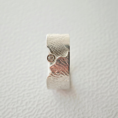 Ring :landschaft: | Massives Silber-Unikat mit brillantem Akzent