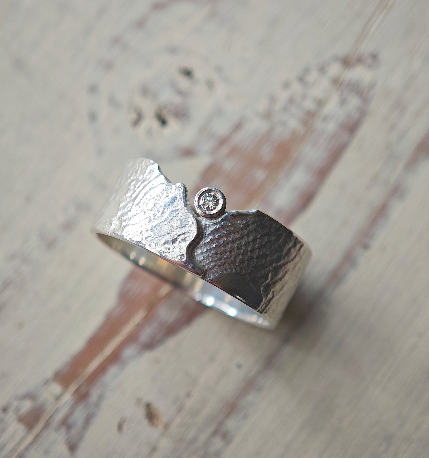 Ring :landschaft: | Massives Silber-Unikat mit brillantem Akzent