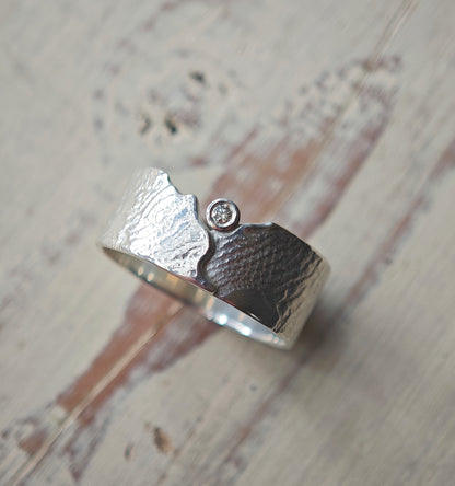 Ring :landschaft: | Massives Silber-Unikat mit brillantem Akzent
